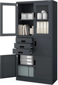 Biurowa szafa aktowa z sejfem Filip 90x40x185 cm antracyt