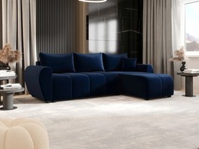 BEDANTE narożnik MOLISA L Itaka 11 prawa ciemnoniebieski z funkcją spania sofa w kształcie litery L z pojemnikiem na pościel