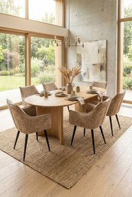 Beżowe welwetowe krzesło z podłokietnikami M4-L90