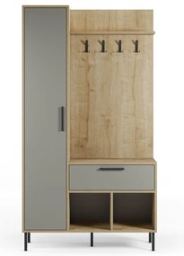 Zielono-naturalny zestaw do przedpokoju w dekorze dębu 108x195x35 cm Heidy – Marckeric