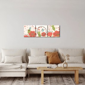 Obraz - Ptaszki na kwitnącej łące (z zegarem) (90x30 cm)