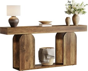 Stolik kawowy 160 cm, bardzo długi, konsole w stylu rustykalnym, 2-poziomowy