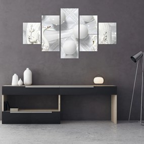 Obraz - Złoty łabędź na wodzie (125x70 cm)
