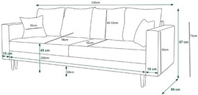 Popielata sofa welurowa z funkcją spania - Adante