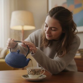 Czajnik żeliwny z zaparzaczem KAMIN, 900 ml