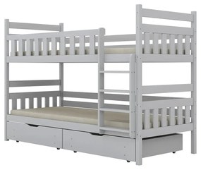 Łóżko piętrowe BARTEK 200x80 białe drewniane z szufladami KOCOT KIDS