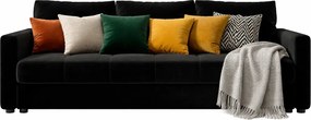 Czarna welurowa sofa rozkładana W3-M28