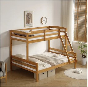 Drewniane łóżko piętrowe "Léa" - 140/90 x 190 cm - Brąz