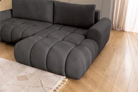 Narożnik Lutario Mini z funkcją spania prawostronny - ciemnoszara plecionka hydrofobowa Venice 2021