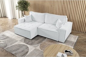 Narożnik z funkcją spania w kształcie L Bohoo, tkanina Raven, Ecru, Lewy