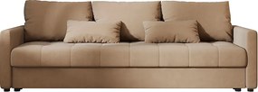 Jasnobrązowa welurowa sofa tapicerowana - Vilmira