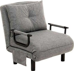 Nowoczesny fotel-łóżko 1-osobowy – 75 x 50 x 75 cm – jasnoszary – metal i poliester