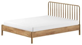 Łóżko dwuosobowe z litego drewna dębowego bez stelaża 160x200 cm w naturalnym kolorze Olive Spindle – Vipack
