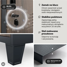 Szafa skrytkowa socjalna 20-skrytkowa na nóżkach antracytowa/orzech, 1360x1720x450 mm: ROBERT Eco Design