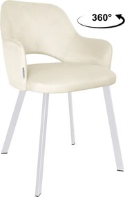 Krzesło Milano tkanina Welur noga metalowa : Kolor nogi - Biały profil, Kolor tkaniny - VELVET - MG50, Typ siedziska - Siedzisko obrotowe 360°