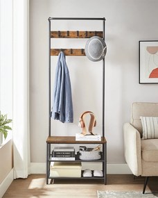 Ściana do przedpokoju TAYLOR z szafką na buty 180x64 cm, rustykalny brąz