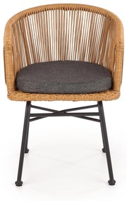 K400 krzesło czarny , naturalny, popielaty, rattan, tkanina, boho,