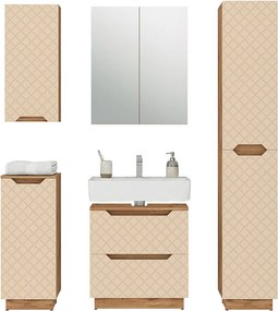 Zestaw mebli łazienkowych dąb/kaszmir ze strukturą płytek 59.8x32x62.5 lotta