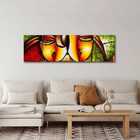 Obraz - Obraz olejny, abstrakcyjne twarze (170x50 cm)