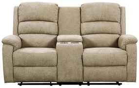 Kanapa 2-osobowa z elektryczną funkcją relax tkaniny taupe ze stolikiem NEVERS