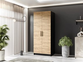 Szafa dwudrzwiowa GOLD 2D 78 czarny + dąb craft złoty