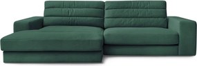 Zielony aksamitny narożnik (lewostronny/z szezlongiem) Sierra – Bobochic Paris