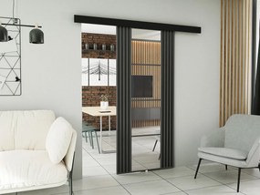 Emporius drzwi przesuwne 60 cm Elora z imitacją lameli - drzwi naścienne z lustrem, grafit