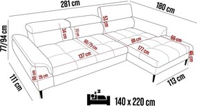 Narożnik EMPOLI L Prawostronny z funkcją spania Prawostronny w ktaninie ARAGON 79 WERSAL