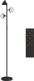 HOMCOM Lampa stojąca ściemnialna z lampką do czytania, zmiana koloru RGB, pilot, sterowanie dotykowe, 3 obrotowe głowice Czarny