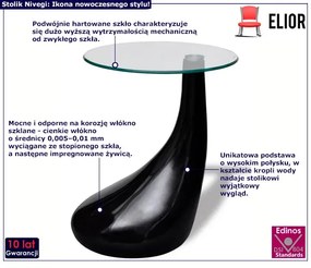 Czarny stolik kawowy w połysku  ze szklanym blatem - Anra 3X