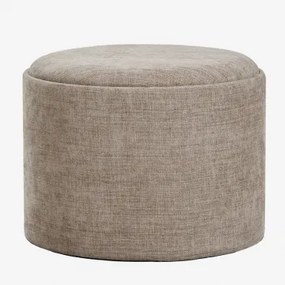Okrągły Tapicerowany Puf Berkeleni Z Tacką I Schowkiem Ø55 Cm & Tkaniny Szary Kret - Sklum