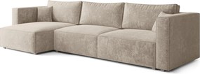 Masseno Narożnik TOLMO z funkcją spania i pojemnikiem na pościel Narozniki L, Rozkładana sofa - Kremowy, LUMO 55