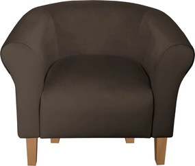 Fotel Milo tkanina Welur wygodny fotel tapicerowany do salonu i sypialni : Kolor nogi - Drewno, Kolor tkaniny - VELVET - MG05, Wysokość nogi - 15 cm