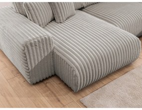 Jasnoszary sztruksowy narożnik (prawostronny/w kształcie litery U) Justin – Ropez