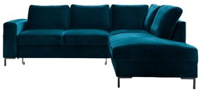 Turkusowy aksamitny rozkładany narożnik (prawostronny) Lofty Lilly – Miuform