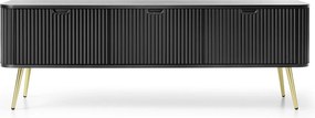 Szafka RTV: Czarna, złote nogi, 168 x 57 x 39 cm