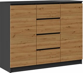 Komoda w stylu loft antracyt + dąb artisan D8-T65