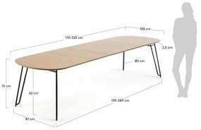 Rozkładany stół w dekorze dębu 100x170 cm Novac – Kave Home