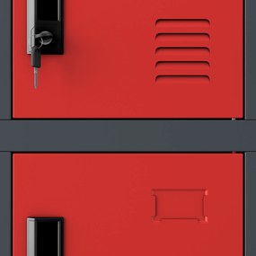 Skrytkowa szafa socjalna KAROL, 900 x 1850 x 400 mm, antracytowo-czerwona