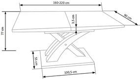 Stół SANDOR 2 160(220)x90 biały rozkładany HALMAR