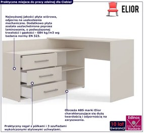 Beżowe biurko narożne z komodą kaszmir E9-P96