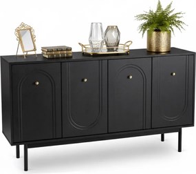 Czterodrzwiowa komoda glamour Marlen 155 cm, kolor czarny