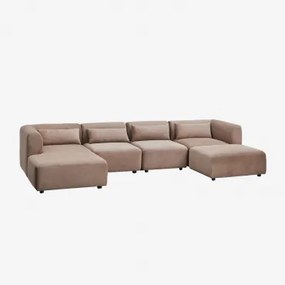 Sofa Modułowy Z Lewym Szezlongiem, 4 Częściowy Z Pufem Fogler Sztruksu Camel - Sklum