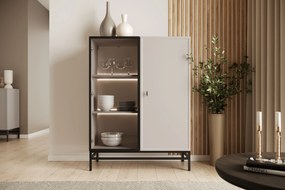 Witryna Lorini do salonu 100 cm - kaszmir / czarny uchwyt T-bar / stelaż