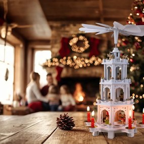 Spielwerk Piramida świąteczna MERRY, 60x20x20cm, biała