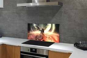 Szkło do Kuchni na Ścianę Skrzydlata Kobieta na tle Księżyca