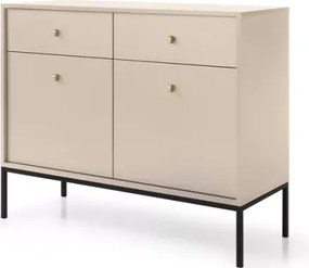 Komoda Gerra 2 – nowoczesna elegancka komoda w kolorze beżowym lub granatowym z 2 drzwiami i 2 szufladami na metalowych nogach
