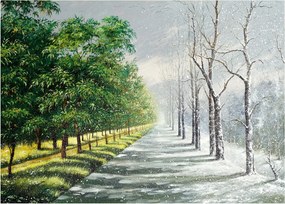 Obraz na szkle - Zima kontra lato (70x50 cm)
