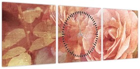 Obraz róż (z zegarem) (90x30 cm)