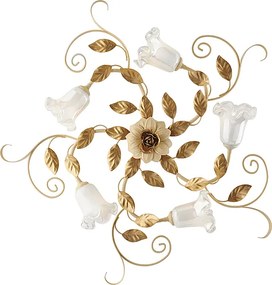 Lampa sufitowa w koszyku z żelaza lakierowanego na kolor kości słoniowej z 5 światłami H.17 Ø80 BL274-PL5-AV